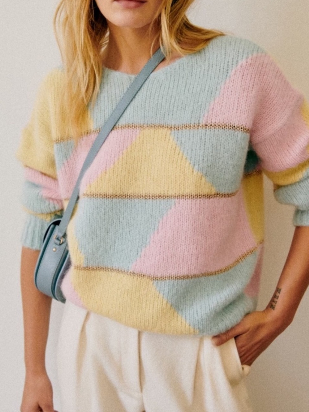 ⭐️Sezane Pullover Damien alpaca color block pastel Sweater⭐️